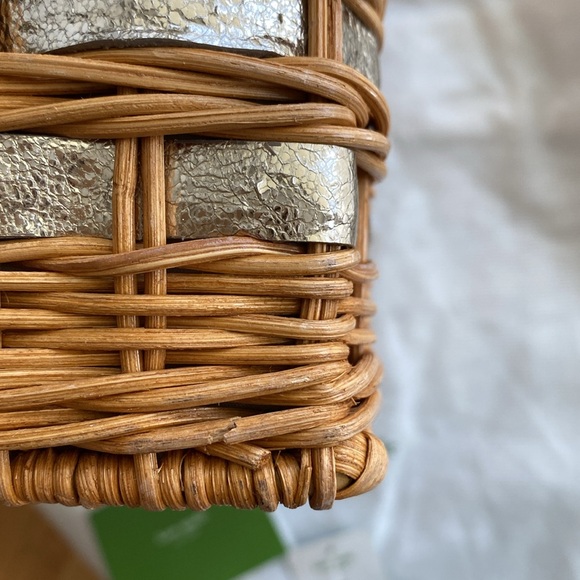 KATE SPADE ♠️ Wicker Basket Handbag Quinn WKRU1096 Edgartown Natural White Gold - Picture 12 of 16